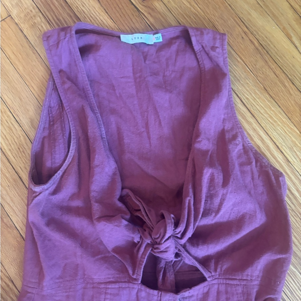 Free People Mauve Tie-Front Tank Top